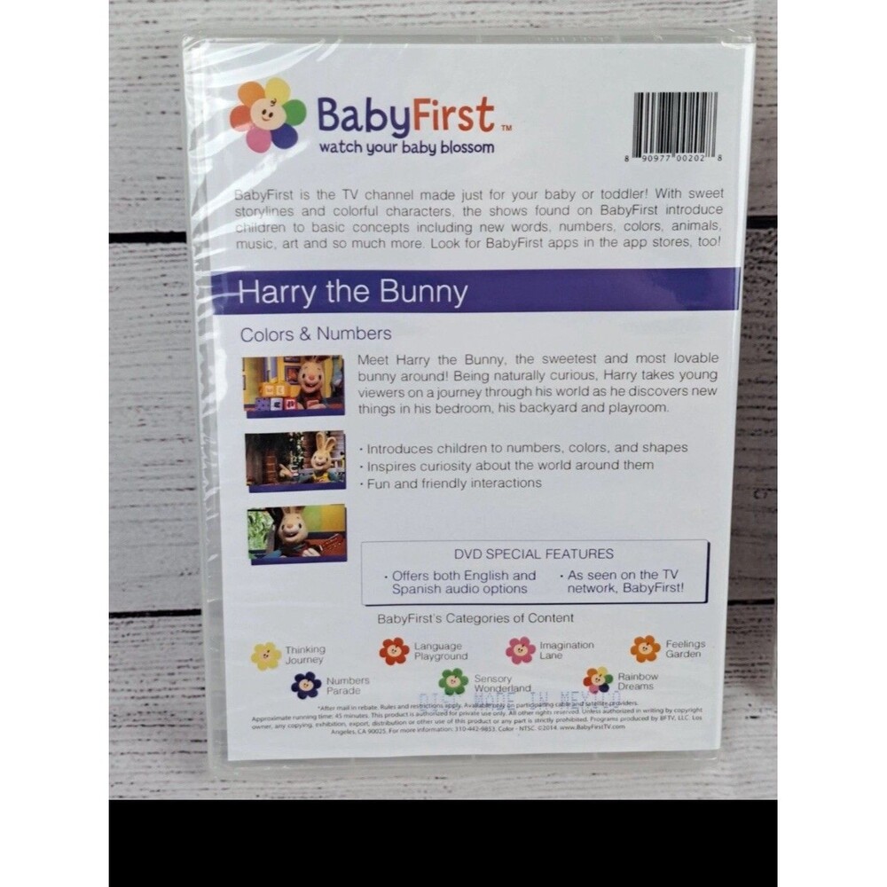 SEALED HARRY THE BUNNY DVD - BABY FIRST - BABY BLOSSOM - COLORS & NUMBERS